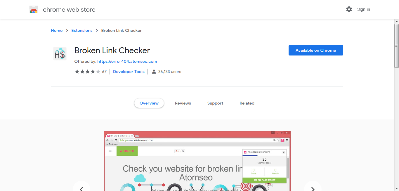 google chrome extension for broken link checking
